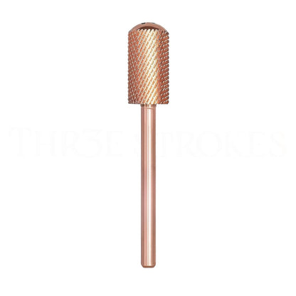 GV66 THR3E STROKES Nail Drill Bits, 3/32'' Smooth Round Top Large Barrel Carbide Bits, Suitable for Manicure Pedicure Cuticle Gel Polishing, Beginners Bits, Rose Gold, Series Bit (Medium-M, ROSE GOLD)
