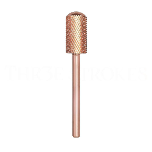GV66 THR3E STROKES Nail Drill Bits, 3/32'' Smooth Round Top Large Barrel Carbide Bits, Suitable for Manicure Pedicure Cuticle Gel Polishing, Beginners Bits, Rose Gold, Series Bit (Medium-M, ROSE GOLD)
