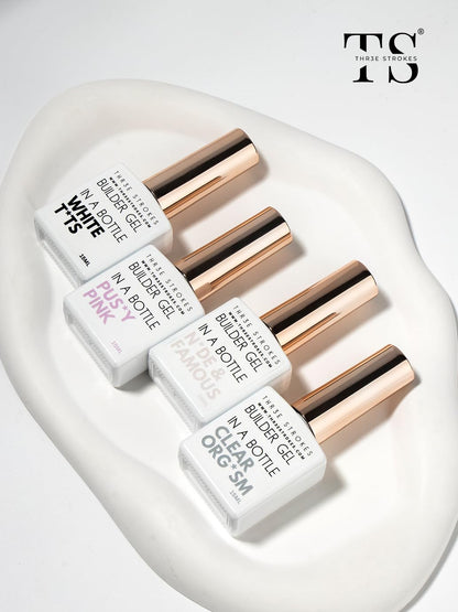 NP73 THR3E STROKES BIAB Clear,Pink,Nude,White Builder Gel for Nails, 15ml Nail Strengthener in a Bottle, Nail Extension Hard Gel, Soak Off Long Lasting UV Light Cure, Base Coat Top Coat Needed (15ML)