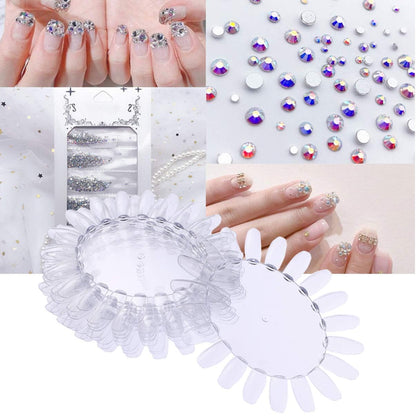 GV121 THR3E STROKES Acrylic Clear Round Nail Art Tips Display Practice Wheel Display Chart Nail Diy Tool for Kids Girls Boys Home Salon Use 10pcs