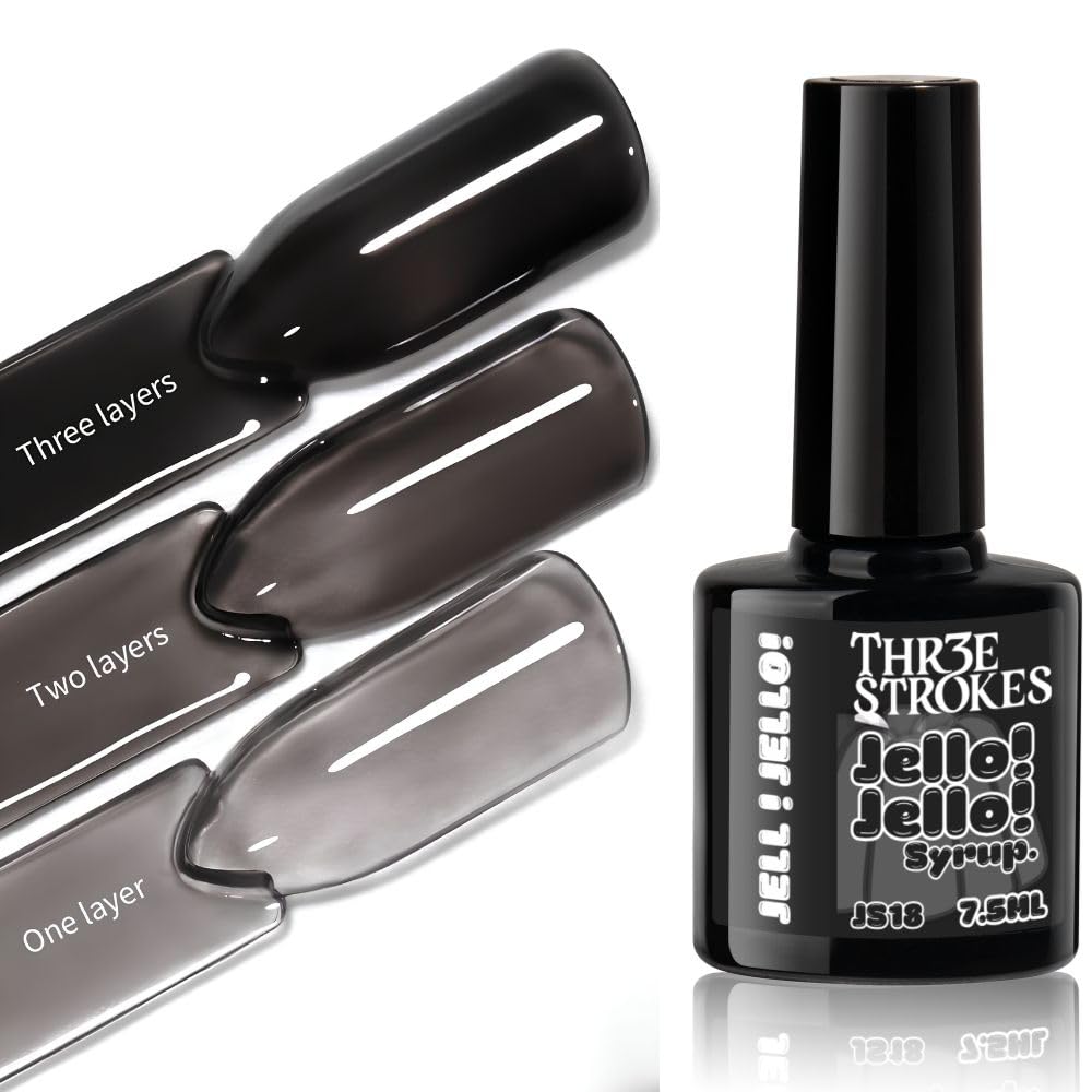 GV1181 THR3E STROKES Jello Jello Syrup Jelly Gel Nail Polish, 7.5ml, UV/LED Soak Off Gel, 28 Day Wear, Translucent Color Gel for Nail Art, 18 Shades