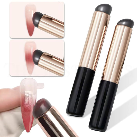 GV60 THR3E STROKES 2 Pcs Silicone Nail Art Brushes, Reusable Nail Brushes For Nail Art Silicone Jelly Head Nail Brushes For Lip Lipstick Concealer Makeup Brush Nail Glitter Gradient Shading Manicure Tools