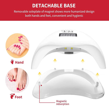 GV47 THR3E STROKES UV LED Nail Lamp | 3-in-1 Gel Polish UV Light & Nail Dryer Machine | Low UV Rays Transmission for Safer Gel Curing | Professional Salon-Quality at Home | White Sun UV Lamp for Nails Art #BESAFE
