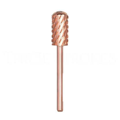 GV72 THR3E STROKES Nail Drill Bits, 3/32'' Smooth Round Top Large Barrel Carbide Bits, Suitable for Manicure Pedicure Cuticle Gel Polishing, Beginners Bits, Rose Gold, Series Bit (Triple Coarse-3XC, ROSE GOLD)