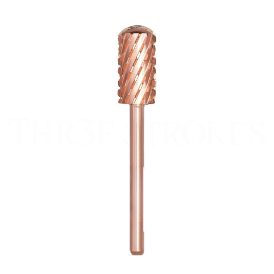 GV72 THR3E STROKES Nail Drill Bits, 3/32'' Smooth Round Top Large Barrel Carbide Bits, Suitable for Manicure Pedicure Cuticle Gel Polishing, Beginners Bits, Rose Gold, Series Bit (Triple Coarse-3XC, ROSE GOLD)