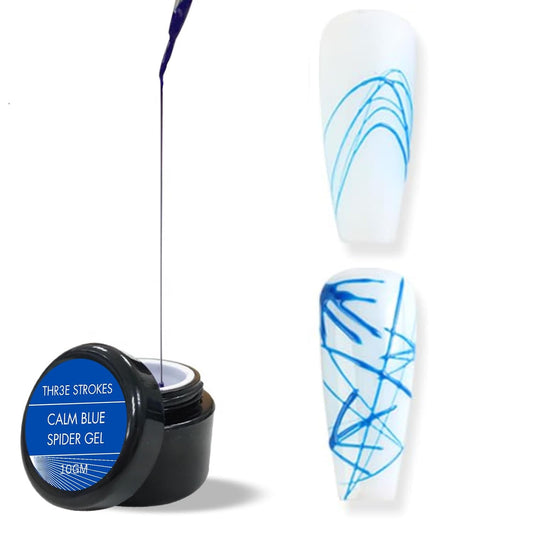 NP295 THR3E STROKES Blue Spider Gel Polish Kit Nail Spider Gel Paint For Nail Art Polish Thin Brush Spider Nail Gel Art Paint For Nails Uv Led Nail Polish Drawing Painting Black White Gel Nail Polish Kit (UV REQUIRE) (BLUE)