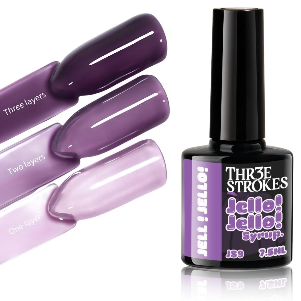GV1181 THR3E STROKES Jello Jello Syrup Jelly Gel Nail Polish, 7.5ml, UV/LED Soak Off Gel, 28 Day Wear, Translucent Color Gel for Nail Art, 18 Shades