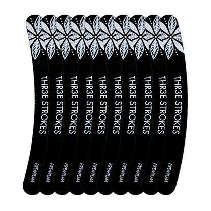 GV97 THR3E STROKES 10 Pack 100/180 Grit Banana Nail Files, Black Professional Reusable Emery Boards Manicure Tool for Acrylic Nails, Nail Buffering Files
