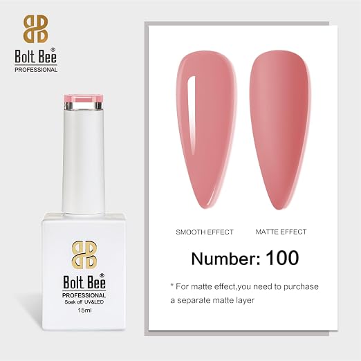 NP334 Bolt Bee Professional Jelly Pink Color Gel Nail Polish Soak Off UV/LED Gel Long Lasting, High Gloss Finish, Salon Quality for Manicure, Nail Art & DIY (100)