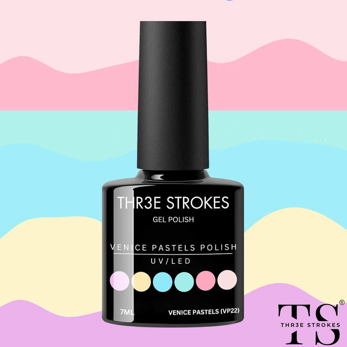 GV7 THR3E STROKES Gel Nail Polish Set- 6 Colors Pastel Gel Polish All Seasons Skin Tones Pink Neutral Brown Gel Polish Kit (Uv/Led Lamp Required) Shades Need At Least 3 Layers, Shine Finish, 7.5 Milliliters (VENICE PASTEL VP22, 15ml)