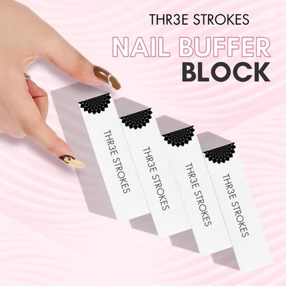 GV91 THR3E STROKES Nail Buffer Block,120Grit 4pcs Sponge Nail Files for Natural Nails Professional Washable White Buffer Polisher Sanding Buffer for Acrylic Nails Manicure Tools for Salon Beginner