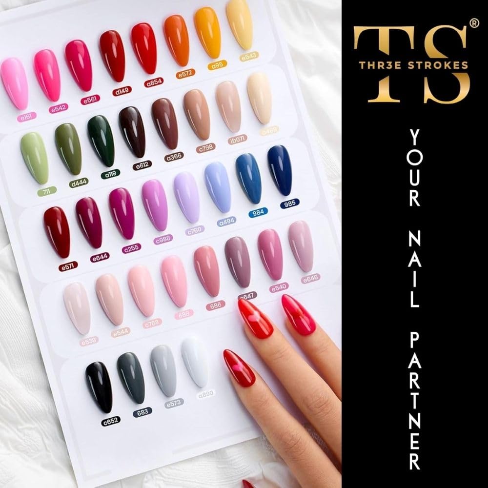 NP37 THR3E STROKES 36 Colors Nail Art GelPaint Kit, 40PCS Gel Nail Polish Set,With Top Coat , Base Coat Gel Nail Polish with NailBrush for DIY NailArt Design, NailArt GelPolish for DIY At Home