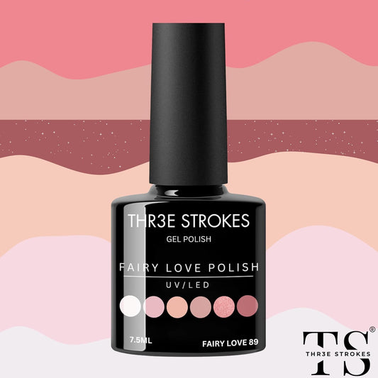 NP44 THR3E STROKES Gel Nail Polish, Nude Pink 6 Colors Gel Nail Polish Set Neutral Glitter Nail Polish Gel Classic Nude Sheer Pink Gel Polish LED Nail Art Manicure Soak Off DIY Salon Gifts for Women Girls (FAIRY LOVE 89, 15ml)