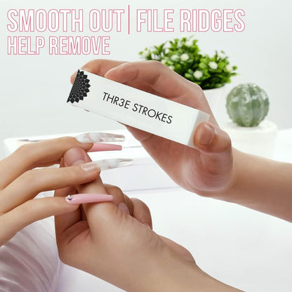 GV91 THR3E STROKES Nail Buffer Block,120Grit 4pcs Sponge Nail Files for Natural Nails Professional Washable White Buffer Polisher Sanding Buffer for Acrylic Nails Manicure Tools for Salon Beginner