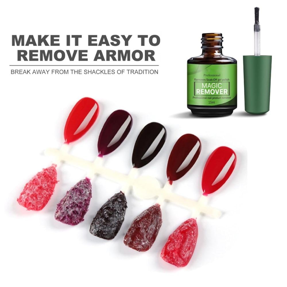 NP62 THR3E STROKES Gel Nail Polish Remover, No Need for Foil, Quick & Easy Polish Remover In 3-5 Minutes, No Need Soaking Or Wrapping Doesn't Hurt Nails-15ml (Set of 3) ( Buffer+Peeler+Cuticle Oil +Acrylic Remover) Accesories Free