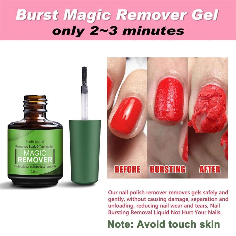 NP62 THR3E STROKES Gel Nail Polish Remover, No Need for Foil, Quick & Easy Polish Remover In 3-5 Minutes, No Need Soaking Or Wrapping Doesn't Hurt Nails-15ml (Set of 3) ( Buffer+Peeler+Cuticle Oil +Acrylic Remover) Accesories Free