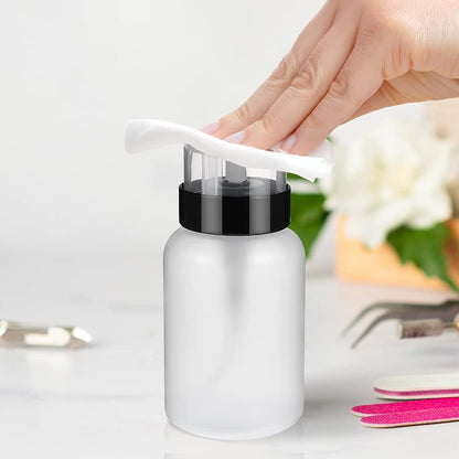 GV20 THR3E STROKES Nail Polish Remover Bottle, Push Down Pump Acetone Dispenser, Empty Makeup Acetone Containers (Pack of 1, Clear) MIX COLOUR MULTICOLOR