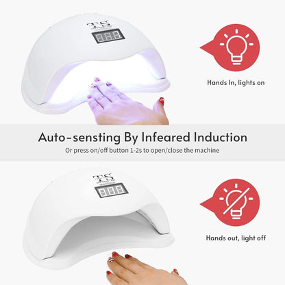 GV47 THR3E STROKES UV LED Nail Lamp | 3-in-1 Gel Polish UV Light & Nail Dryer Machine | Low UV Rays Transmission for Safer Gel Curing | Professional Salon-Quality at Home | White Sun UV Lamp for Nails Art #BESAFE