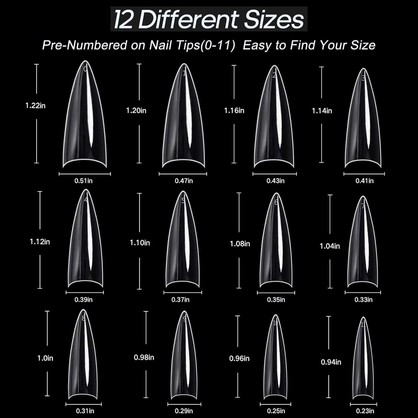 GV33 THR3E STROKES Soft Gel Nail Tips, Full Cover Clear Soft Nail Tips for Artificial False Nails Extension Nail Salons DIY Nail Art with Box, 550PCS (MEDIUM STILETTO N17)