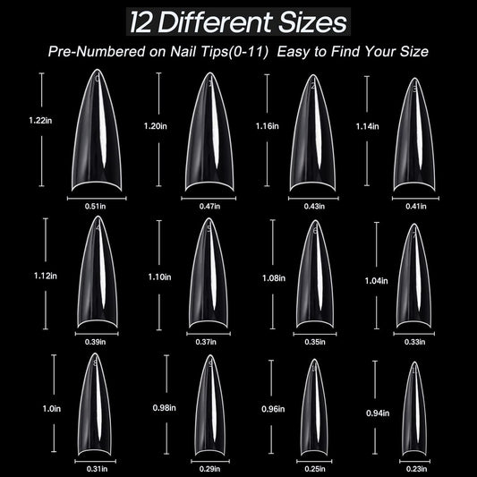 GV33 THR3E STROKES Soft Gel Nail Tips, Full Cover Clear Soft Nail Tips for Artificial False Nails Extension Nail Salons DIY Nail Art with Box, 550PCS (MEDIUM STILETTO N17)