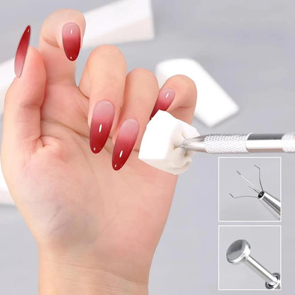GV120 4 Claws Nail Sponge Metal Grabber with 100 Pcs Mini Replaceable Nail Sponges Blocks for Ombre Nail Art Sponges Nail Art Tools for Nail Supplies Nail Accessories (CUBE + PICKER)