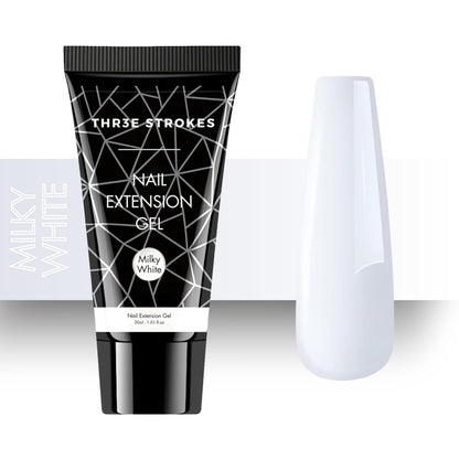 NP294 THR3E STROKES PolyGel Quick Upgrade Poly Gel Kits,30ML Polygel Nail Kit Builder Gel,Nail Extension Gel Trendy Nail Art Design Salon Nail Easy DIY at Home (6 MILKY WHITE) (UV/LED LAMP REQUIRED)