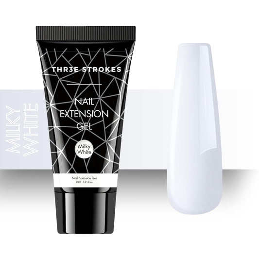 NP294 THR3E STROKES PolyGel Quick Upgrade Poly Gel Kits,30ML Polygel Nail Kit Builder Gel,Nail Extension Gel Trendy Nail Art Design Salon Nail Easy DIY at Home (6 MILKY WHITE) (UV/LED LAMP REQUIRED)