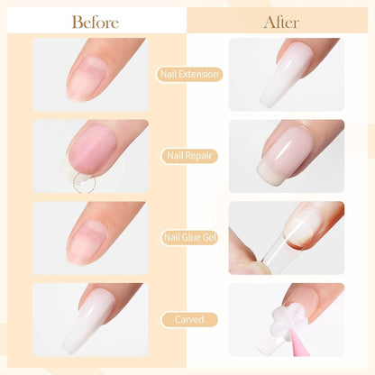 GV44 THR3E STROKES Solid Builder Nail Gel,15ML 4 in 1 Nail Extension Gel UV Nail Glue for Acrylic Nails Rhinestones Gel 3D Nail Sculpture Gel 3D Molding Hard Gel for Nails UV/LED Nail Lamp Required (WHITE) (UV/LED LAMP REQUIRED)