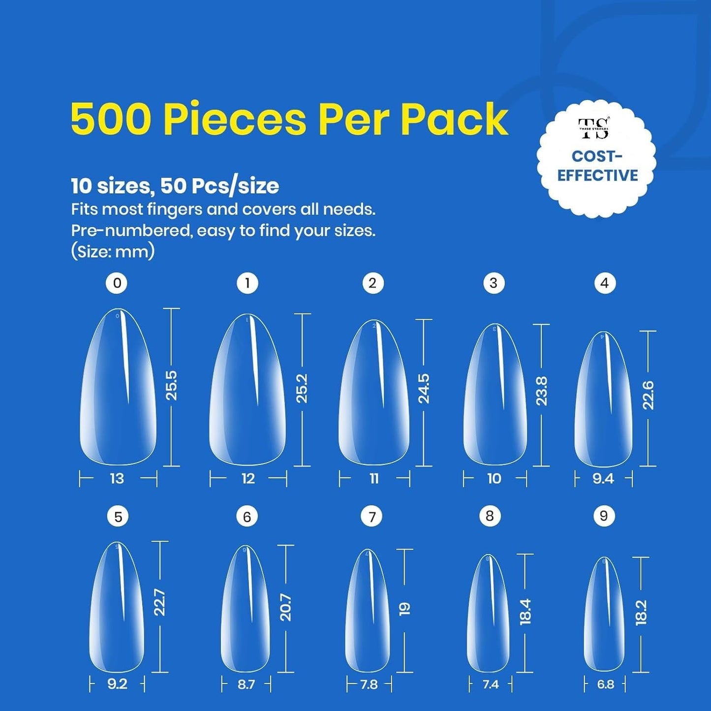 GV36 THR3E STROKES Soft Gel Nail Tips, Full Cover Clear Soft Nail Tips for Artificial False Nails Extension Nail Salons DIY Nail Art with Box, 550PCS (MEDIUM ALMOND N16)