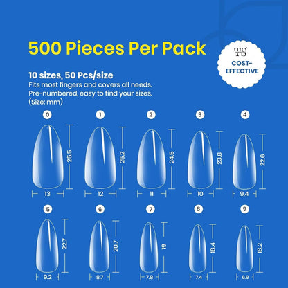 GV36 THR3E STROKES Soft Gel Nail Tips, Full Cover Clear Soft Nail Tips for Artificial False Nails Extension Nail Salons DIY Nail Art with Box, 550PCS (MEDIUM ALMOND N16)