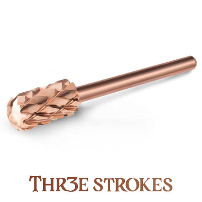 GV70 Nail Drill Bits, 3/32'' Smooth Round Top Large Barrel Carbide Bits, Suitable for Manicure Pedicure Cuticle Gel Polishing, Beginners Bits, Rose Gold, Series Bit (Quintuple Coarse-5XC, ROSE GOLD)