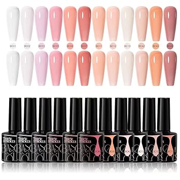 NP15 THR3E STROKES Gel Nail Polish LED UV Gel Soak Off Clear Nude Pink French Manicure Light Pink Jelly Nail GelPolish Varnish Curing Requires 1pcs 7.5ml for Home Salon Nail Art DIY