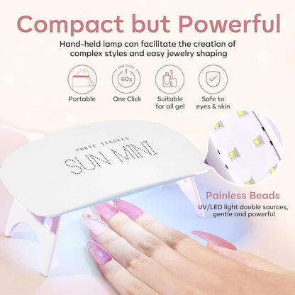 NP34 THR3E STROKES TOXIC FREE Poly Nail Gel Extension Kit for Builder Gel, UV Nail Art Kit, Nail Extension Set, Glue-Free Manicure and Pedicure Set (20 Items in Set)(RUBY KIT)