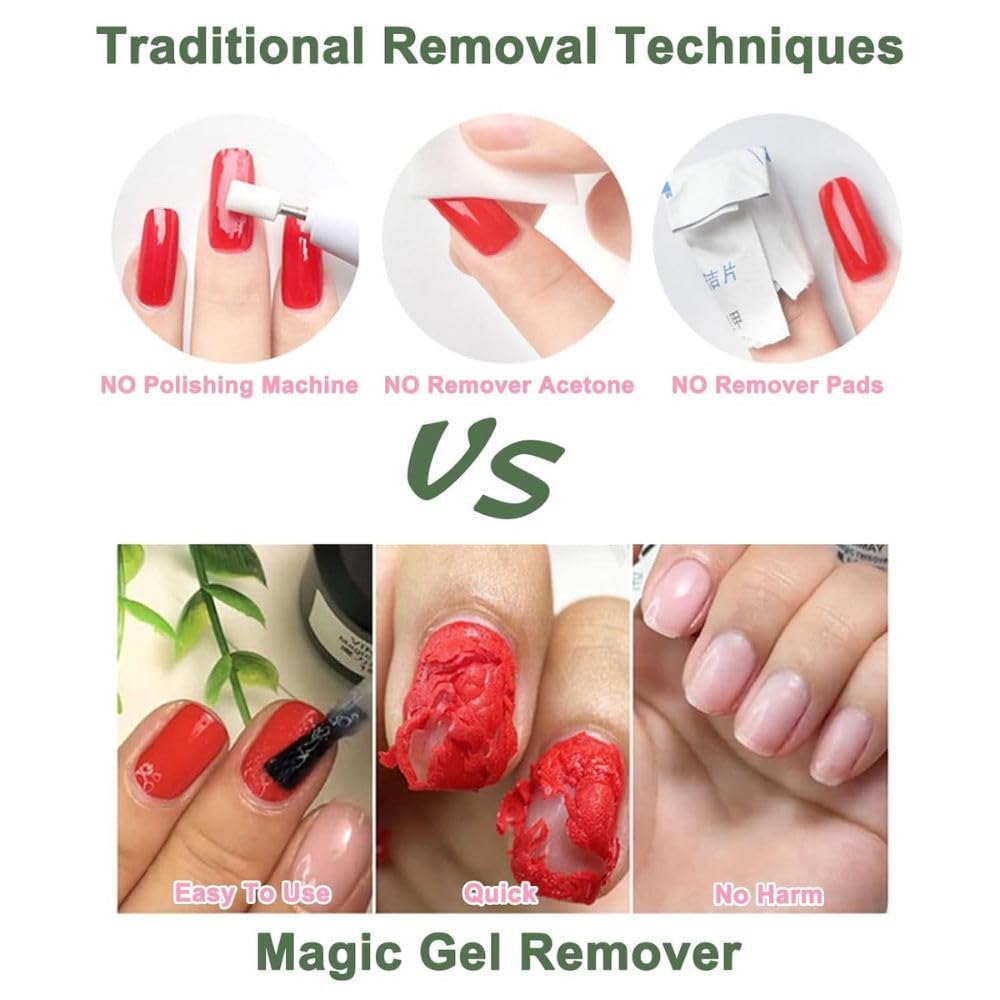NP62 THR3E STROKES Gel Nail Polish Remover, No Need for Foil, Quick & Easy Polish Remover In 3-5 Minutes, No Need Soaking Or Wrapping Doesn't Hurt Nails-15ml (Set of 3) ( Buffer+Peeler+Cuticle Oil +Acrylic Remover) Accesories Free