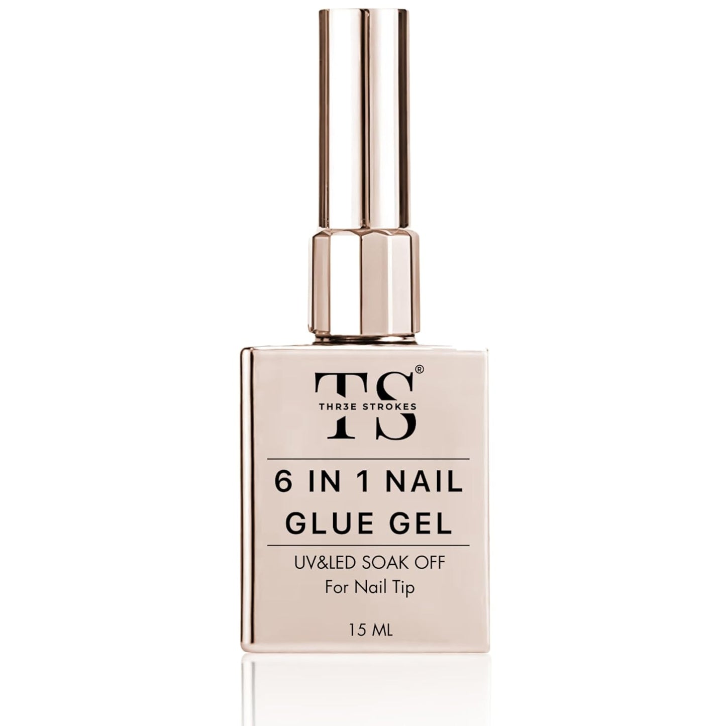 GV14 THR3E STROKES Gel Nail Glue UV - 6 in 1 Gel Glue for Nail Tips Need UV Light, Strong Adhesive for Press on Nails Acrylic Tips (UV MACHINE REQUIRED)(THICK FORMULA)