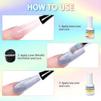 GV101 THR3E STROKES 8ml Holographic Metallic Painting Gel, Silver Mirror Gel Nail Polish Chrome Gel Nail Polish, 3D Metal Painted Drawing Gel Polish Laser Rainbow Effect High Gloss Soak Off UV/LED DIY Nail Art (SILVER HOLO)
