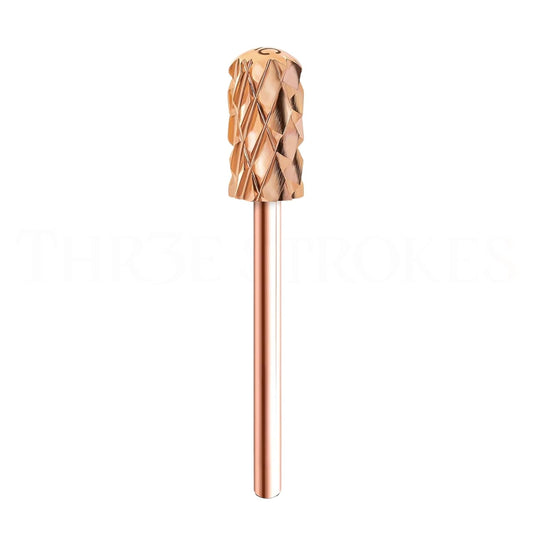 GV70 Nail Drill Bits, 3/32'' Smooth Round Top Large Barrel Carbide Bits, Suitable for Manicure Pedicure Cuticle Gel Polishing, Beginners Bits, Rose Gold, Series Bit (Quintuple Coarse-5XC, ROSE GOLD)