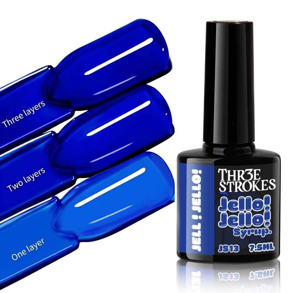 GV1181 THR3E STROKES Jello Jello Syrup Jelly Gel Nail Polish, 7.5ml, UV/LED Soak Off Gel, 28 Day Wear, Translucent Color Gel for Nail Art, 18 Shades