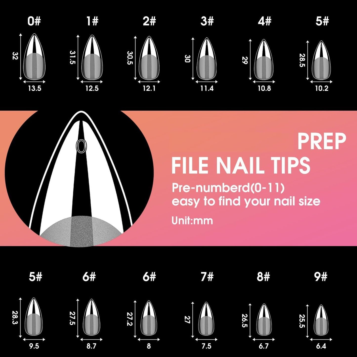 GV26 THR3E STROKES Soft Gel Nail Tips, Full Cover Clear Soft Nail Tips for Artificial False Nails Extension Nail Salons DIY Nail Art with Box, 550PCS (SHORT STILETTO P10)