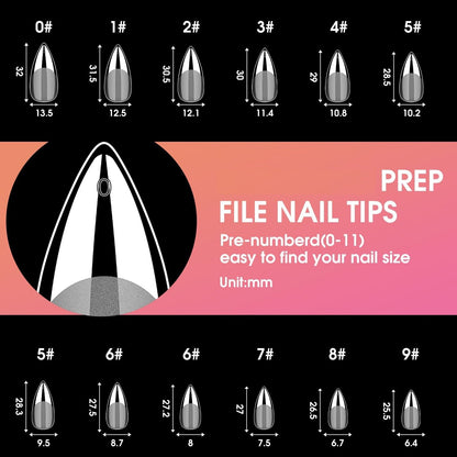 GV26 THR3E STROKES Soft Gel Nail Tips, Full Cover Clear Soft Nail Tips for Artificial False Nails Extension Nail Salons DIY Nail Art with Box, 550PCS (SHORT STILETTO P10)