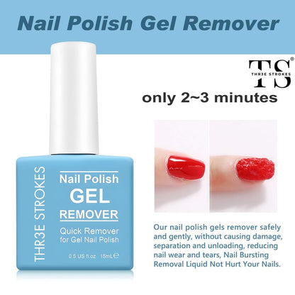 NP46 THR3E STROKES Gel Nail Polish Remover: Professional, Natural, 15ml, 5g, Quickly & Easily Removes Gel Polish in 3-5 Minutes, No Soaking or Wrapping, Nail Polish Remover