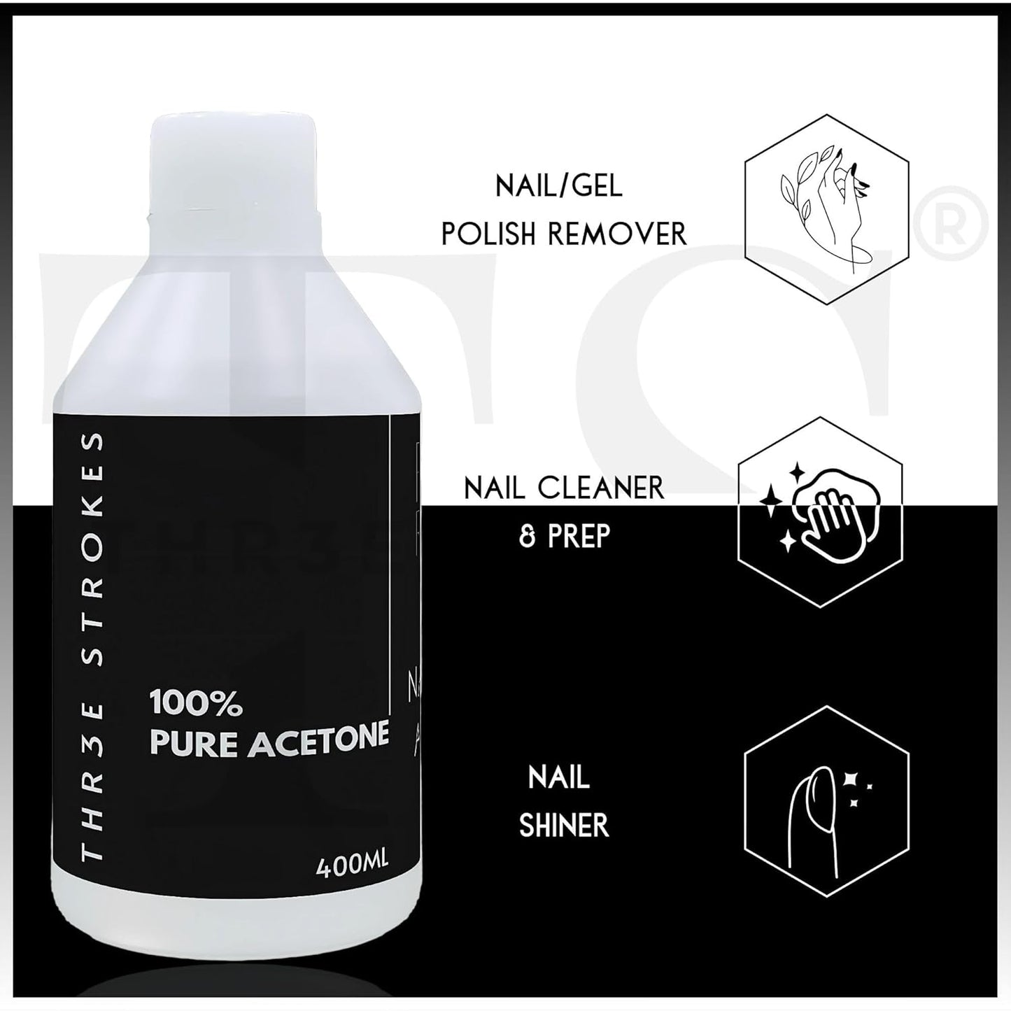 NP257 THREE STROKES Acetone (400ml) | A++ Grade Nail Polish Remover