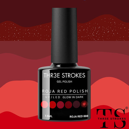 THR3E STROKES Roja Red 888 Gel Set | 6-Color Glitter & Glossy Polish