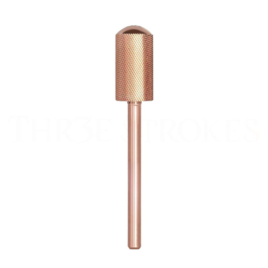 GV67 THR3E STROKES Nail Drill Bits, 3/32'' Smooth Round Top Large Barrel Carbide Bits, Suitable for Manicure Pedicure Cuticle Gel Polishing, Beginners Bits, Rose Gold, Series Bit (Extra Fine-XF, ROSE GOLD)