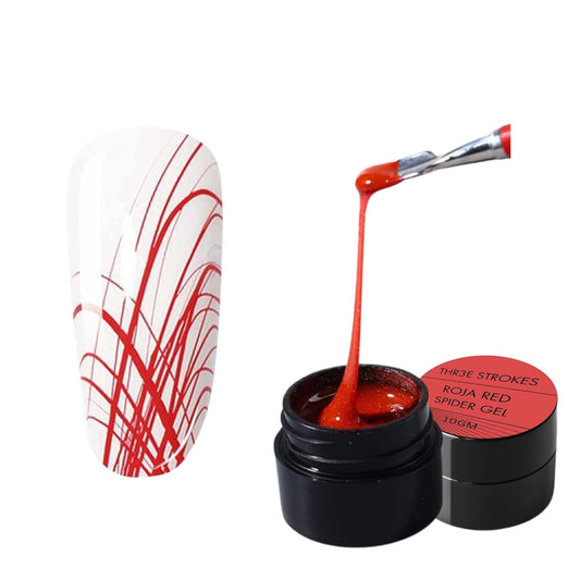 NP302 THR3E STROKES Red Spider Gel Polish Kit Nail Spider Gel Paint For Nail Art Polish Thin Brush Spider Nail Gel Art Paint For Nails Uv Led Nail Polish Drawing Painting Black White Gel Nail Polish Kit (UV REQUIRE) (RED)
