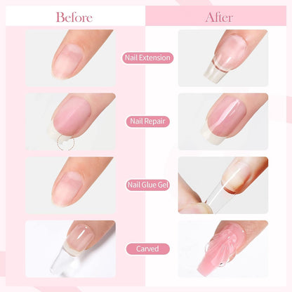 GV46 THR3E STROKES Solid Builder Nail Gel,15ML 4 in 1 Nail Extension Gel UV Nail Glue for Acrylic Nails Rhinestones Gel 3D Nail Sculpture Gel 3D Molding Hard Gel for Nails UV/LED Nail Lamp Required (CLEAR) (UV/LED LAMP REQUIRED)