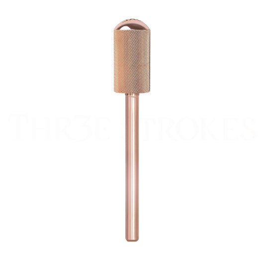 GV73 THR3E STROKES Nail Drill Bits, 3/32'' Smooth Round Top Large Barrel Carbide Bits, Suitable for Manicure Pedicure Cuticle Gel Polishing, Beginners Bits, Rose Gold, Series Bit (Double Fine-2XF, ROSE GOLD)