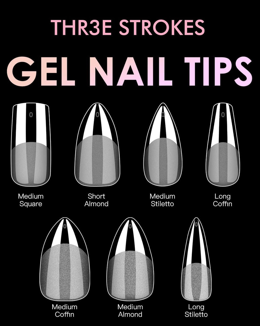 GV31 THR3E STROKES Soft Gel Nail Tips, Full Cover Clear Soft Nail Tips for Artificial False Nails Extension Nail Salons DIY Nail Art with Box, 550PCS (MEDIUM STILLETO N20)