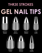 GV31 THR3E STROKES Soft Gel Nail Tips, Full Cover Clear Soft Nail Tips for Artificial False Nails Extension Nail Salons DIY Nail Art with Box, 550PCS (MEDIUM STILLETO N20)