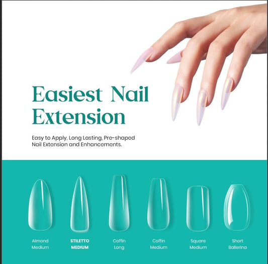 GV30 THR3E STROKES Soft Gel Nail Tips, Full Cover Clear Soft Nail Tips for Artificial False Nails Extension Nail Salons DIY Nail Art with Box, 440PCS (LONG STILETTO N2)